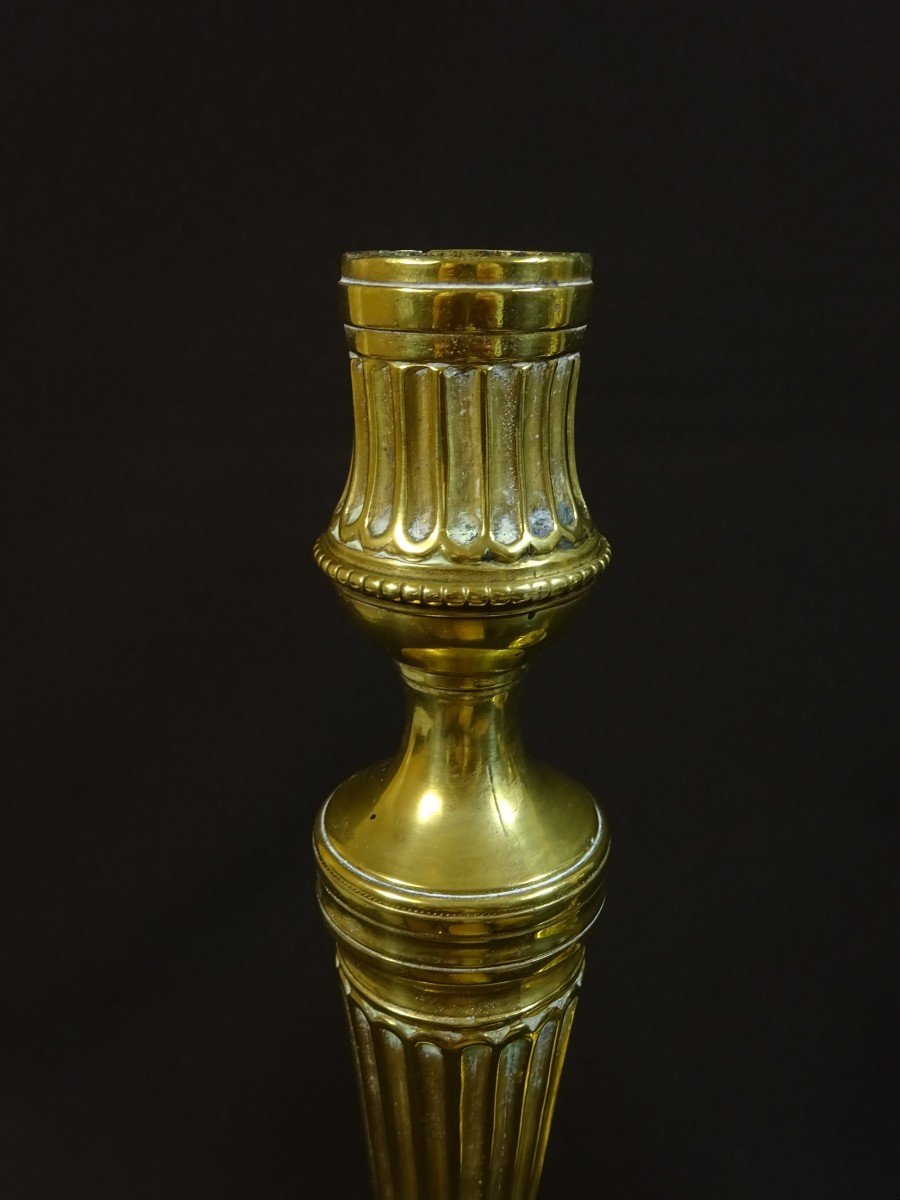 Paire De Flambeaux En Bronze  Du XVIIIeme Si&egrave;cle, Epoque Louis XVI, Beau Mod&egrave;le Ouvrag&eacute;-photo-3