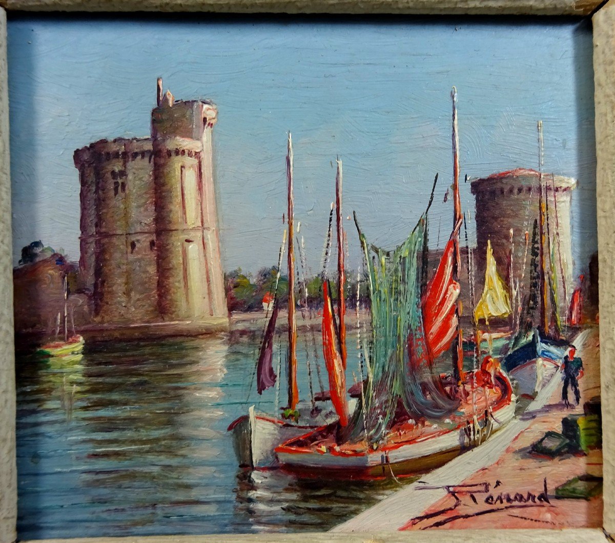 Entrée Du Port De La Rochelle, Peinture Huile De Raymond Enard, Dit Rénard (1902-1982).-photo-2