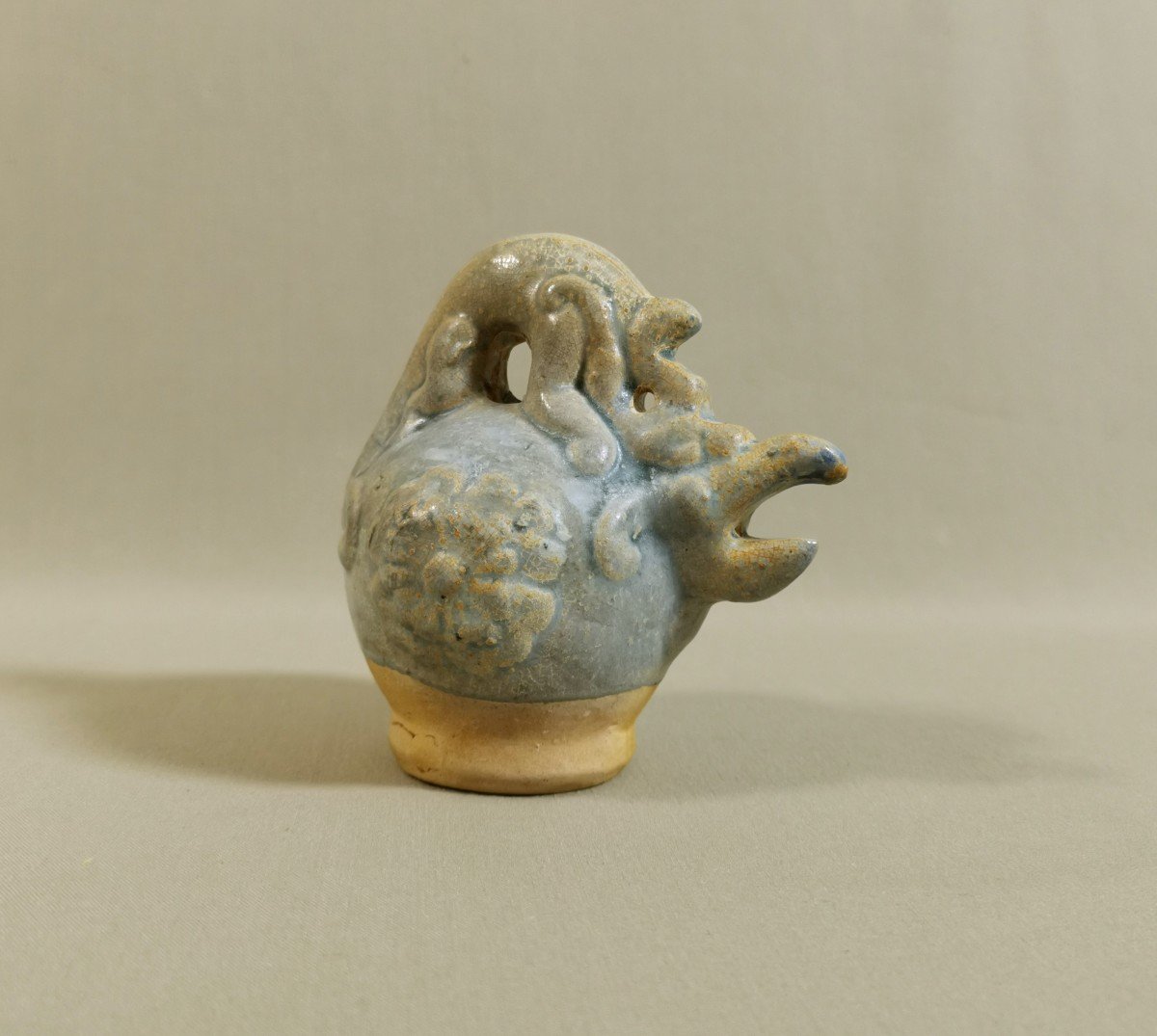 China, A Rare Qingbai Water-dropper, Song Dynasty (960-1279) Molded With A Qilong And Flowers-photo-1