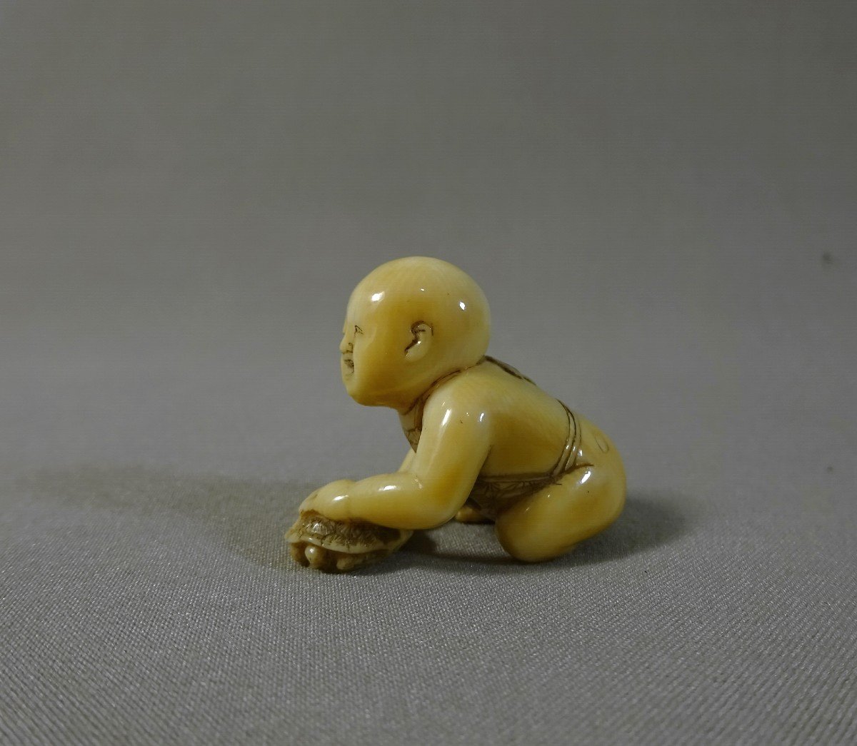 By Tomomasa, Japan Edo Period, (1630-1868) Netsuke Depicting A Boy Playing With A Turtle, Mid-19th Century-photo-2