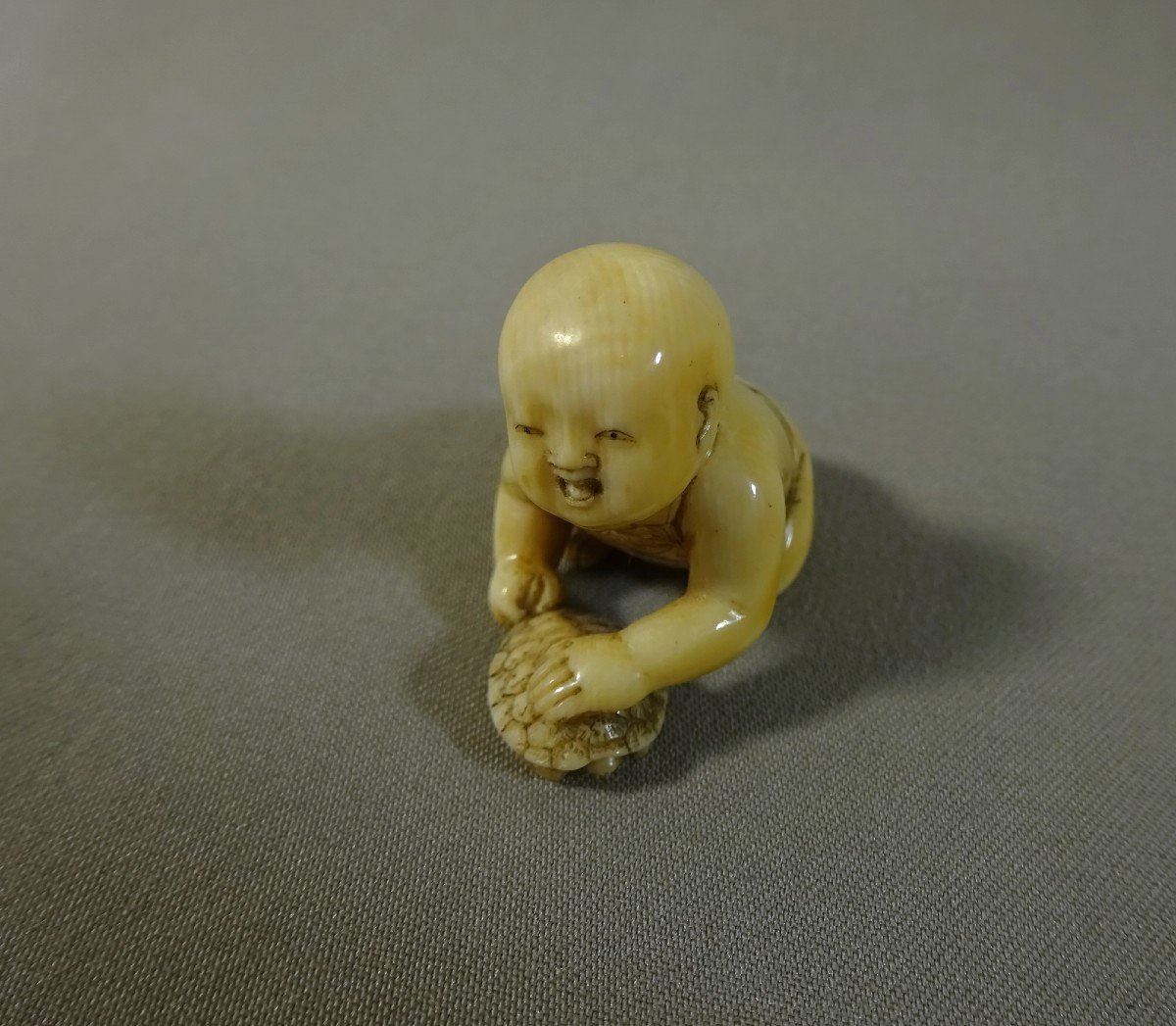 By Tomomasa, Japan Edo Period, (1630-1868) Netsuke Depicting A Boy Playing With A Turtle, Mid-19th Century-photo-4