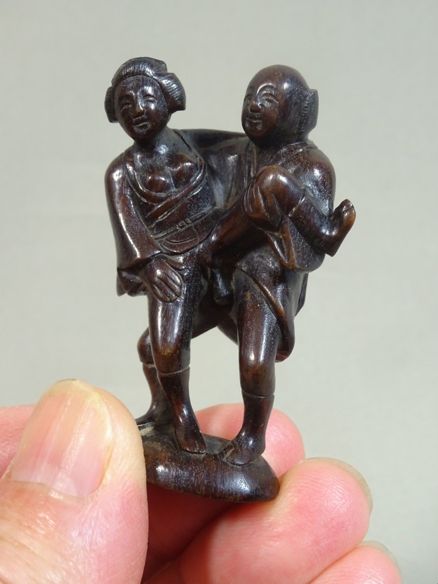 Japan, By Gyokusho, Signed Gyokusho 玉昇, 4 Erotic Netsuke, Curiosa In Carved Wood,  19th Mid-century, Meiji Period-photo-5