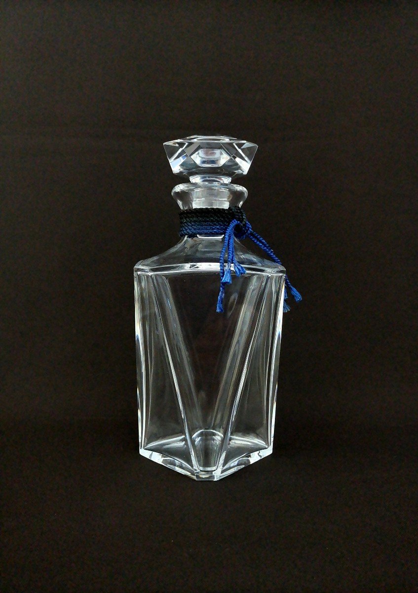 Baccarat, Art Deco Cut Crystal Carafe, Cognac Martell Cordon Bleu Model-photo-6