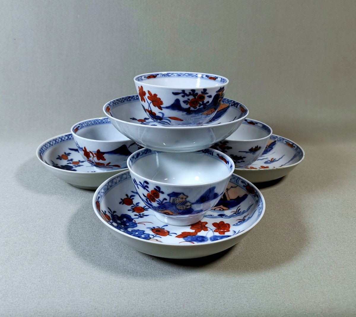 China Compagnie Des Indes, Porcelain Sorbet Bowls, Qianlong Period,  In Imari Japanese Style-photo-2