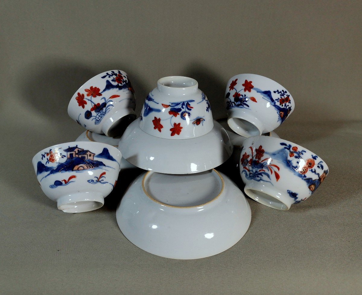 China Compagnie Des Indes, Porcelain Sorbet Bowls, Qianlong Period,  In Imari Japanese Style-photo-3