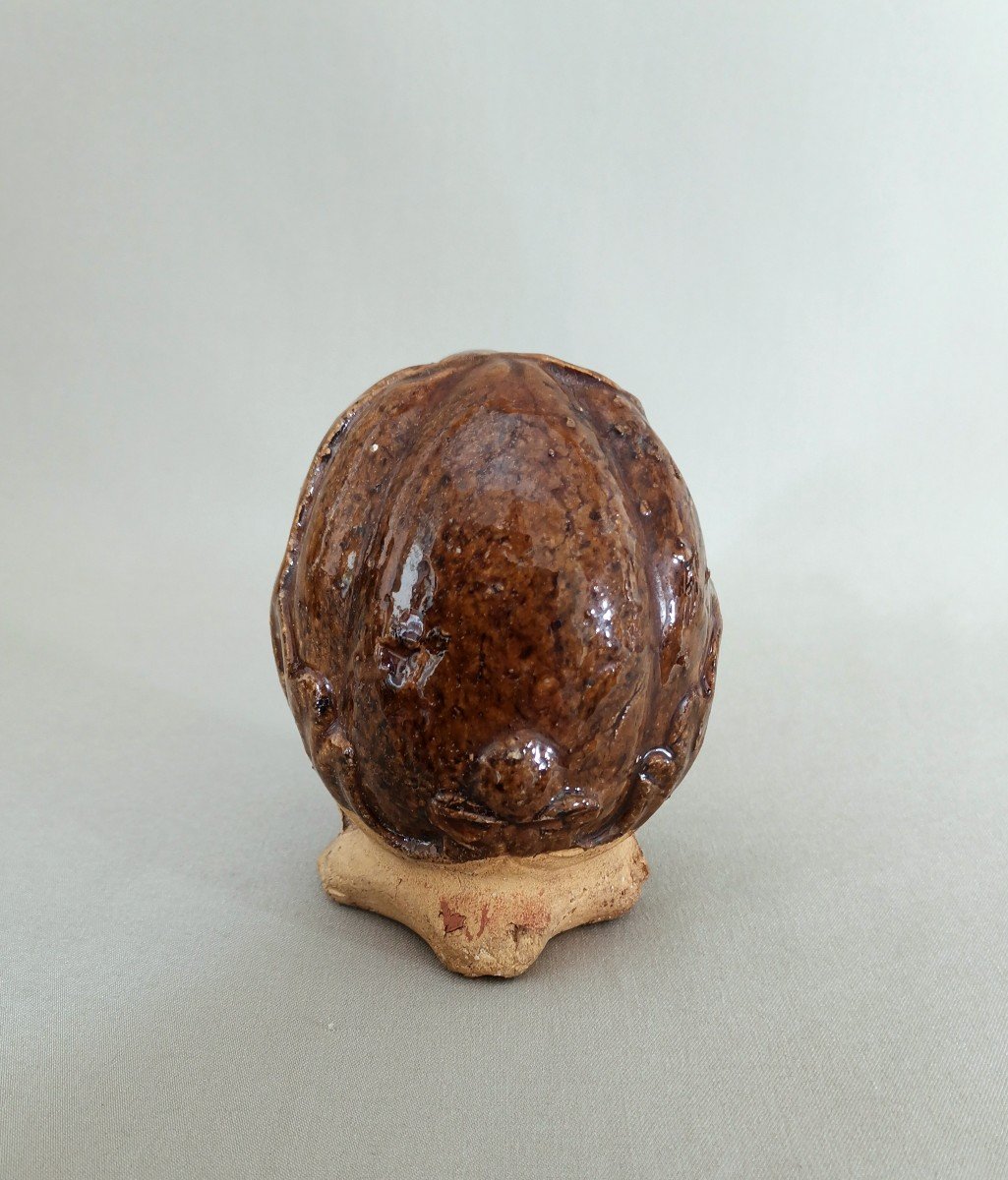 19th Century Piggy Bank In The Shape Of Acorn, Glazed Earth Work Ligron Or Bonnétable (sarthe).-photo-6