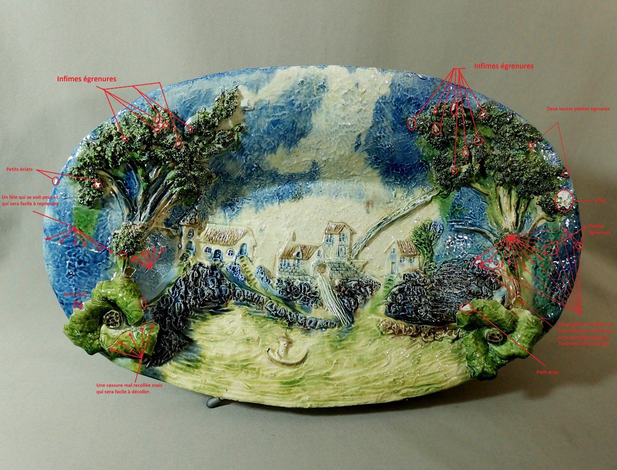 Old Singular Naturalist Dish, School Of Tours, In The Style Of Bernard Palissy Or  Avisseau-photo-7