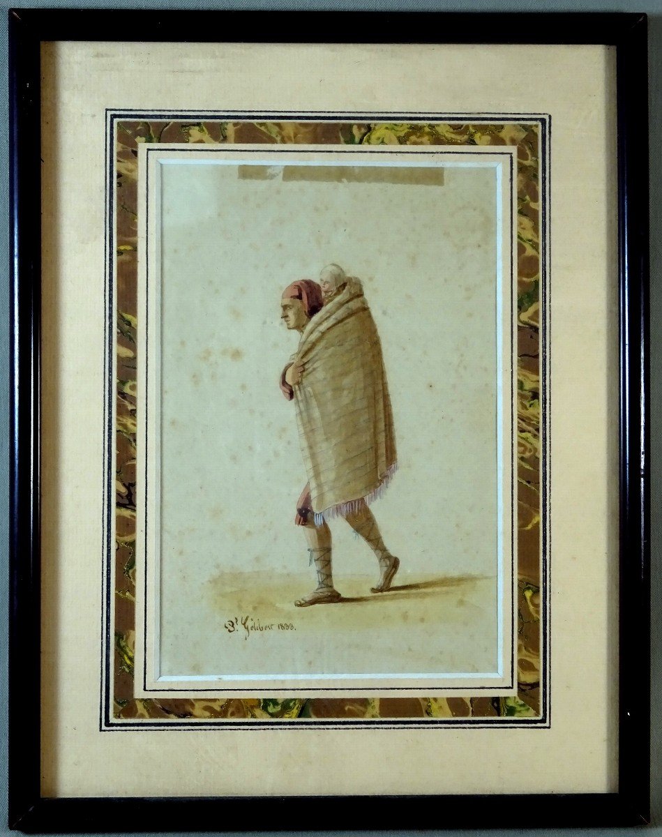 Early 19th Century Watercolor Drawing By Paul-jean-pierre Gélibert, Signed And Dated 1833