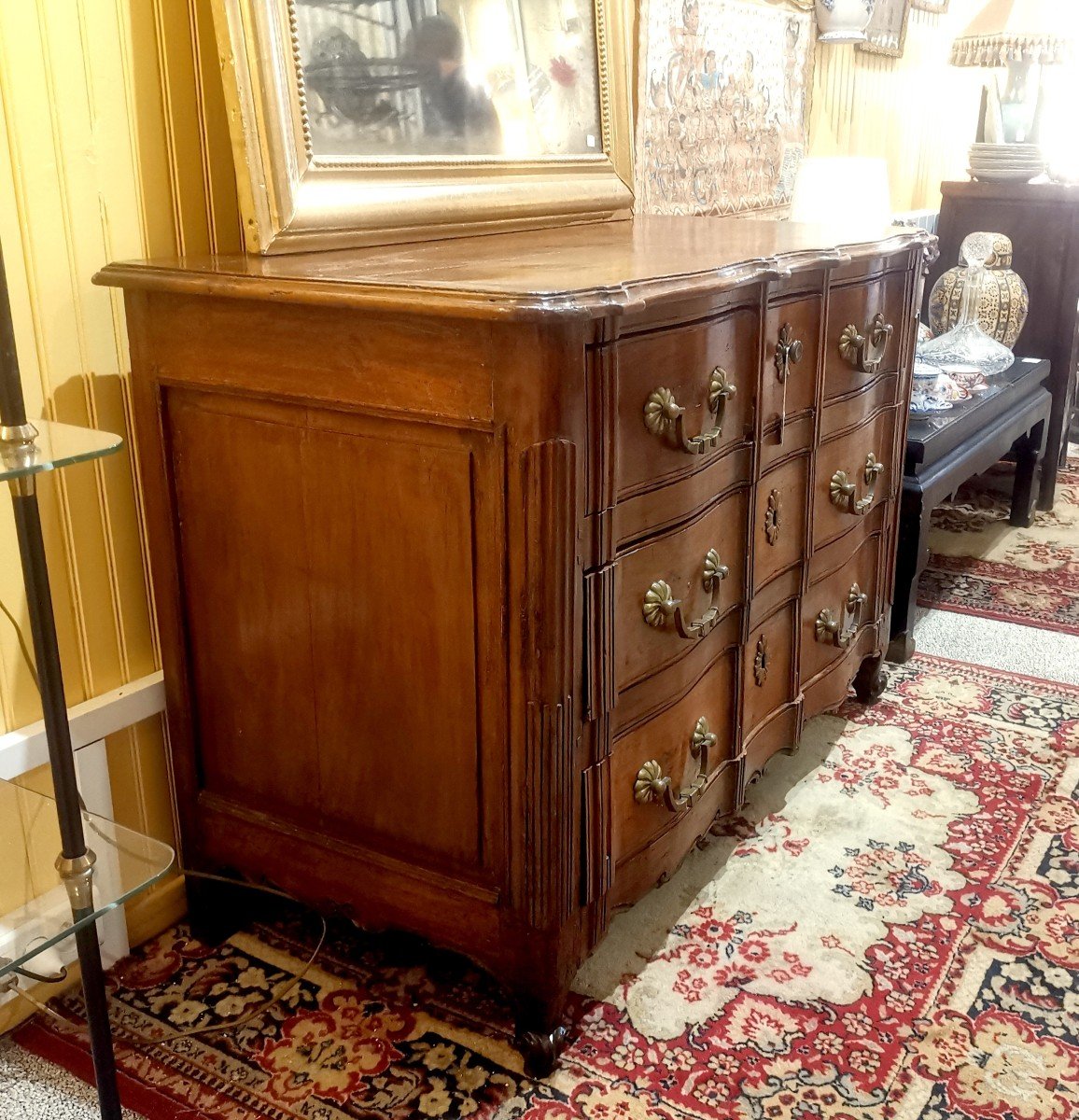 18th Century Provencal Chest Of Drawers In Fruitwood, Crossbow Front Opening With Five Drawers-photo-2