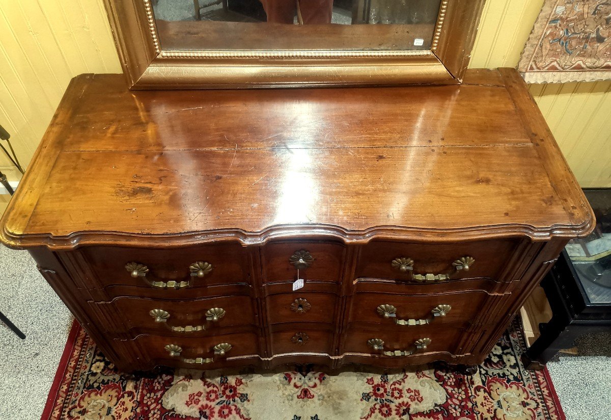 18th Century Provencal Chest Of Drawers In Fruitwood, Crossbow Front Opening With Five Drawers-photo-5