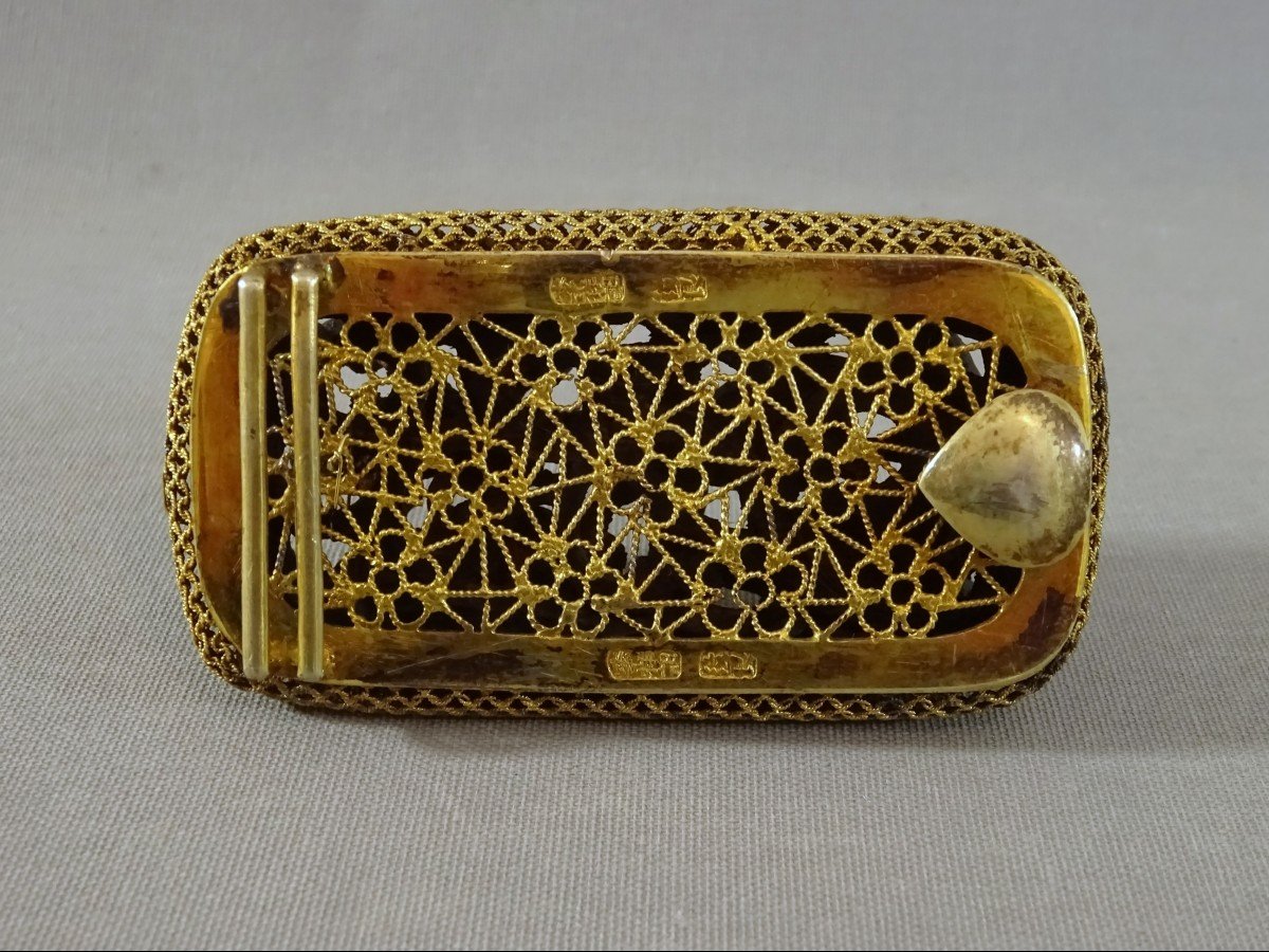 China Or Japan 19th Century, Belt Buckle In Silver Vermeil And Carved Wood With Openwork Dragons-photo-7