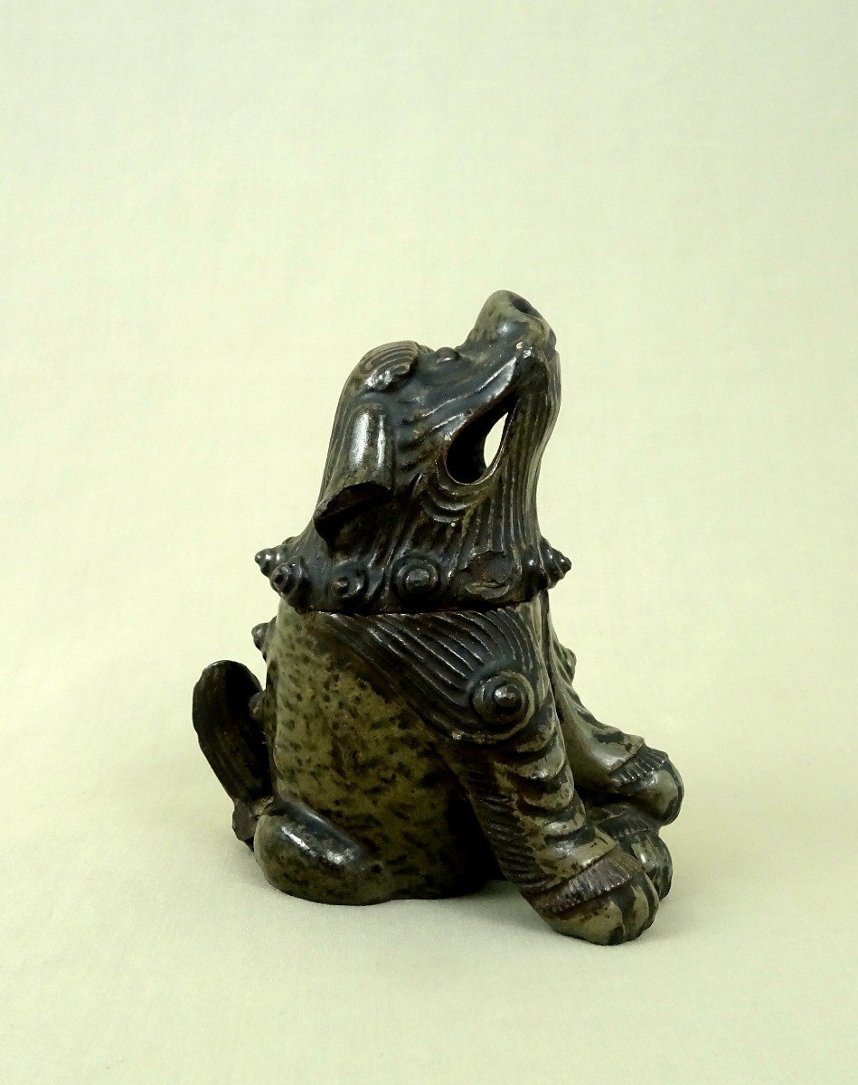 Japon XVIIIe, Brule Parfum Figurant un Shishi ou Komainu, Chiens-Lions Gardiens des Temples-photo-2