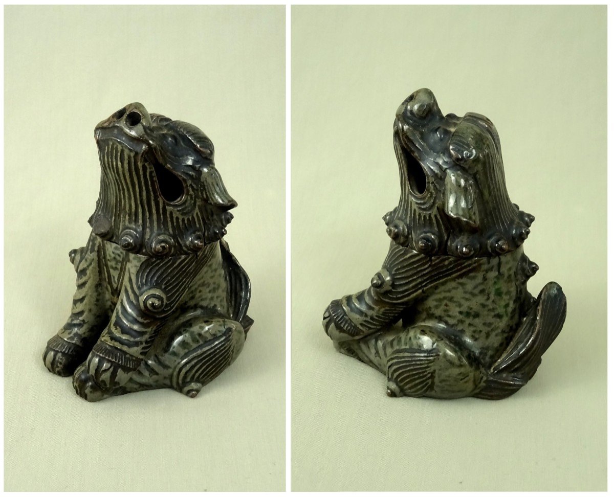 Japon XVIIIe, Brule Parfum Figurant un Shishi ou Komainu, Chiens-Lions Gardiens des Temples-photo-4