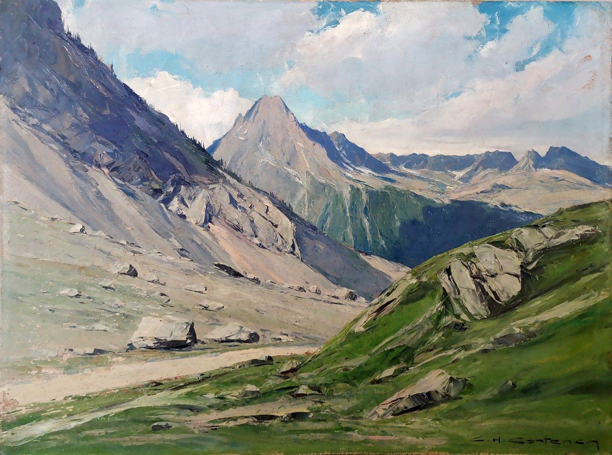 Charles Henri Contencin, Massif des Ecrins, La Tête de Lauranoure depuis la Vallée du Vénéon-photo-2