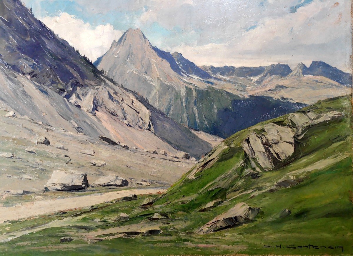 Charles Henri Contencin, Massif des Ecrins, La Tête de Lauranoure depuis la Vallée du Vénéon-photo-3