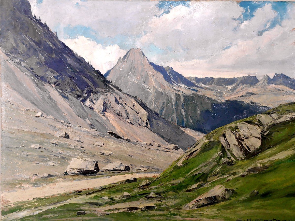 Charles Henri Contencin, Massif des Ecrins, La Tête de Lauranoure depuis la Vallée du Vénéon-photo-4