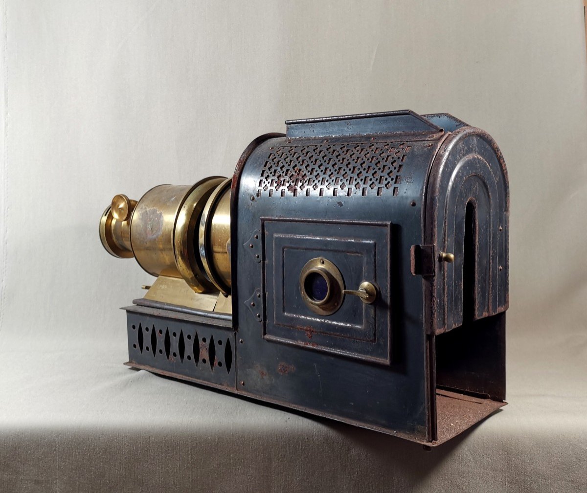 Magical Living Room Lantern Helios, E. Mazo In Paris Builder, Painted Sheet Metal And Brass-photo-5