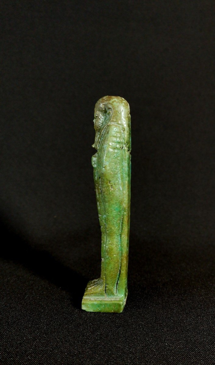 Green Enameled Frit Oushebti, Egypt, Second Half Of The XXVI Dynasty, Decrypted-photo-3