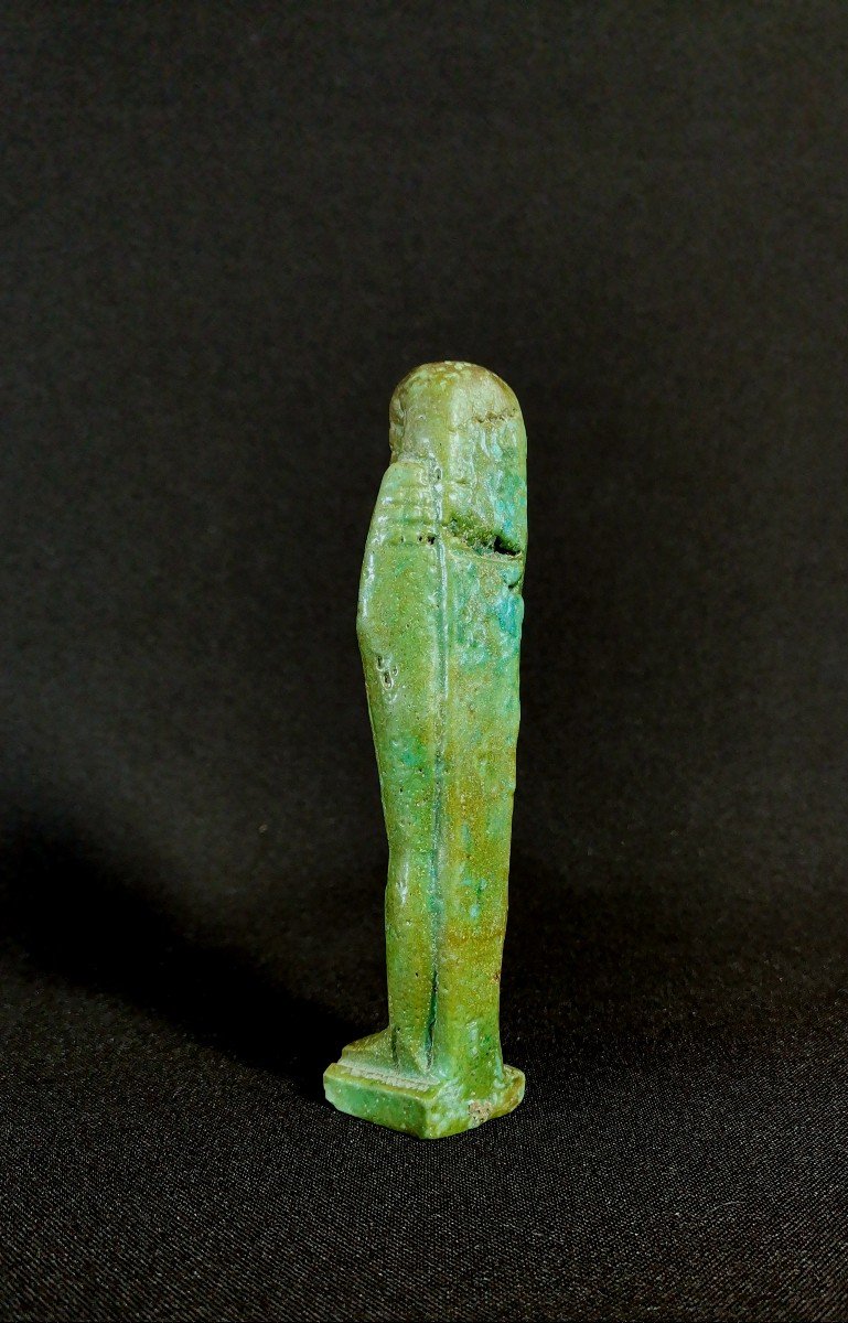 Green Enameled Frit Oushebti, Egypt, Second Half Of The XXVI Dynasty, Decrypted-photo-4