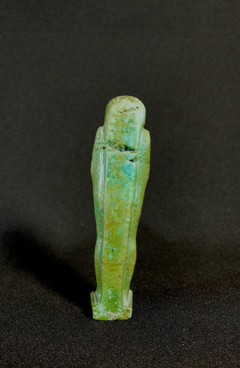 Green Enameled Frit Oushebti, Egypt, Second Half Of The XXVI Dynasty, Decrypted-photo-5