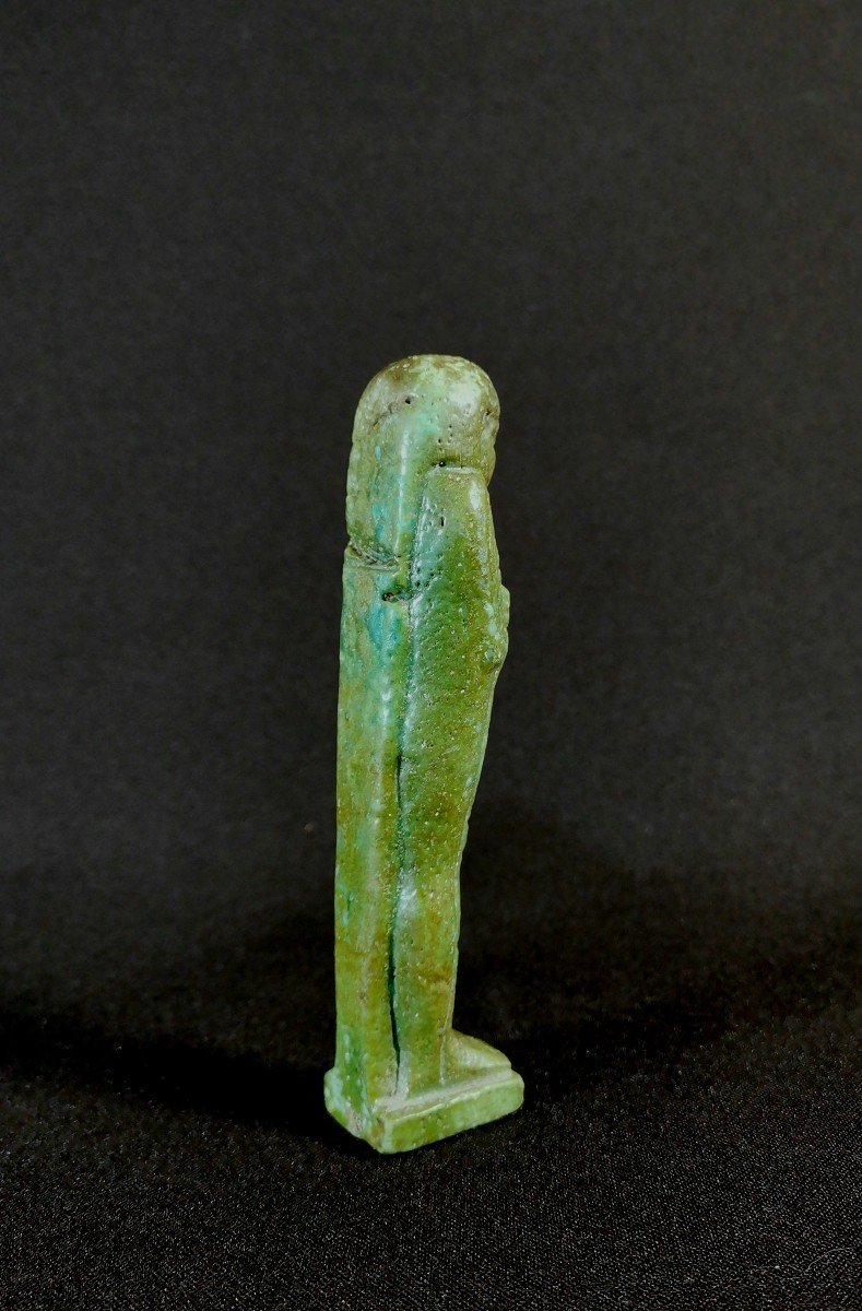 Green Enameled Frit Oushebti, Egypt, Second Half Of The XXVI Dynasty, Decrypted-photo-6