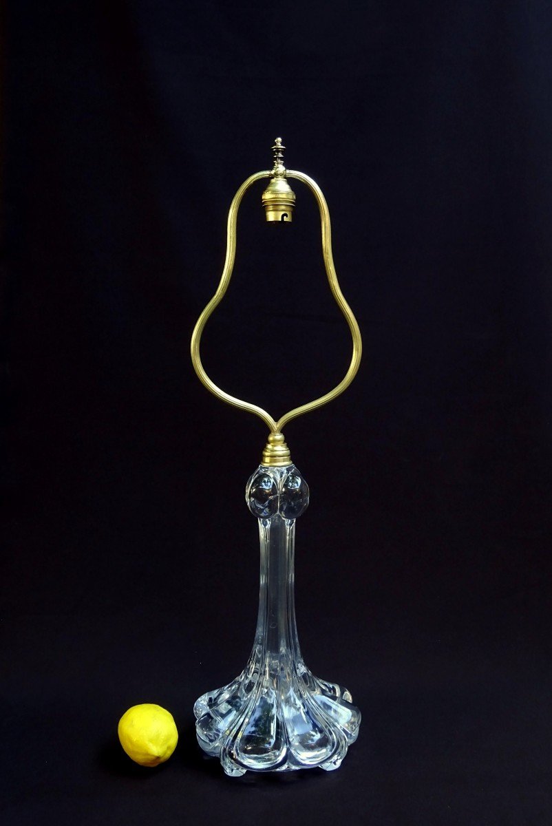 Baccarat Crystal, Tulip Lamp By Beautiful Size, Around 1950-60, Signed Baccarat Deposited-photo-8