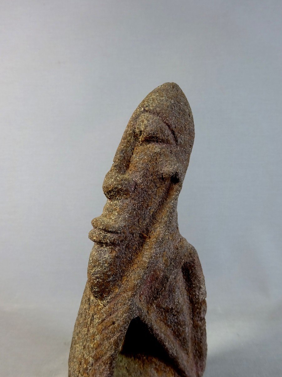 Art Premier, Tribal Africain, Afrique Mali Statuette Dogon Anthropomorphe En Pierre Sculptée -photo-4