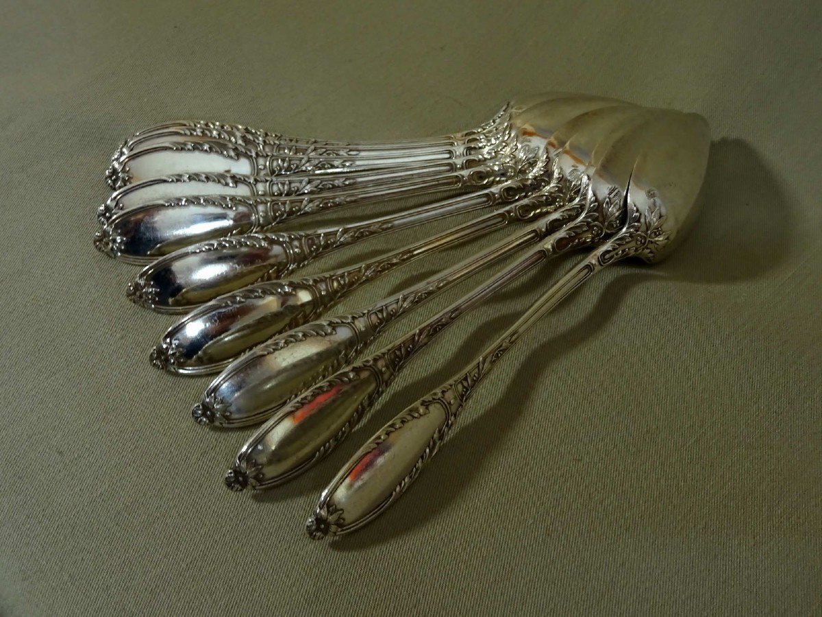 Goldsmith Henri Soufflot, Ten Small Coffee Spoons In Minerva Silver, Louis XVI Style Model -photo-6