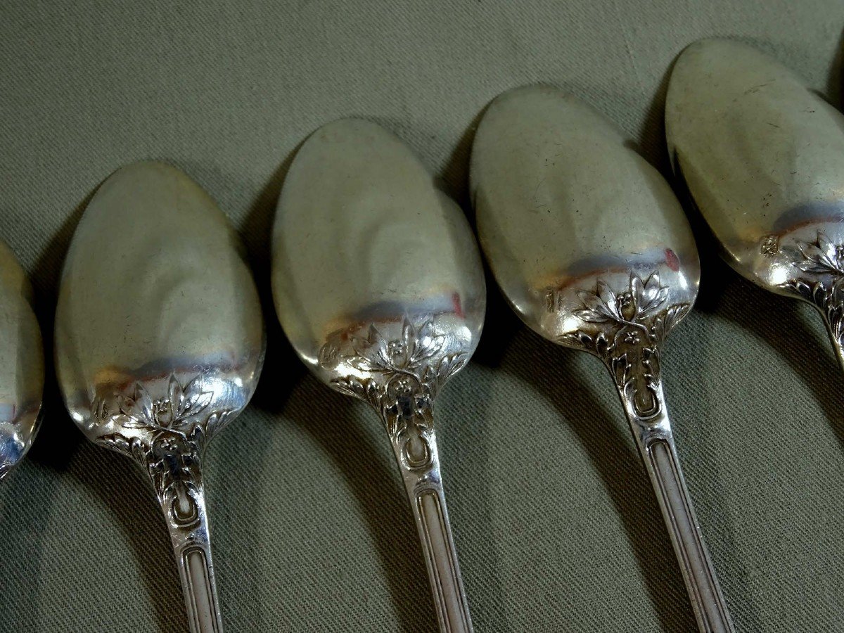 Goldsmith Henri Soufflot, Ten Small Coffee Spoons In Minerva Silver, Louis XVI Style Model -photo-8