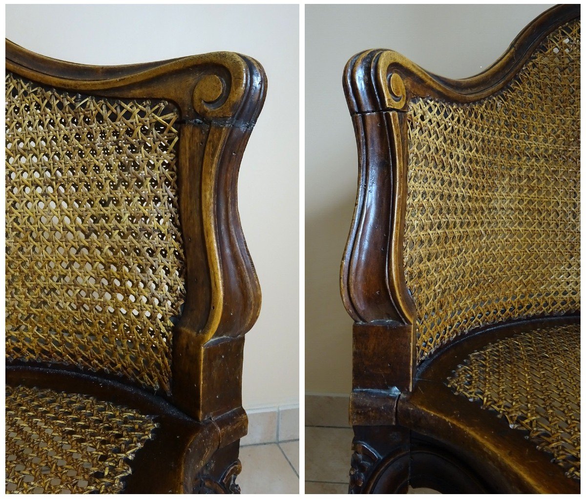 Office Armchair Or Said Of Cabinet Of Louis XV Period With Cane Fund, The Fabric Cover-photo-3