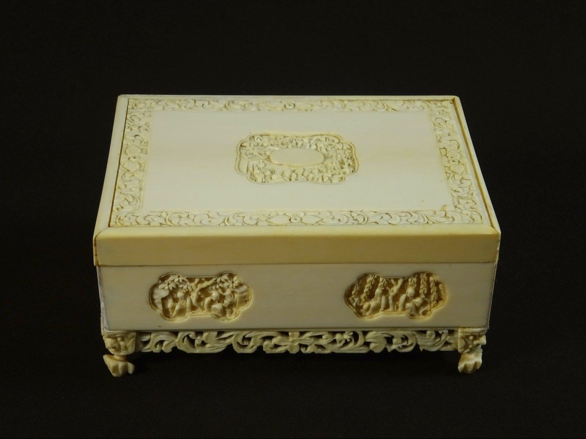 China, Canton Province, XIXth Century, Finely Carved Ivory Jewelry Box Or Jewelry Box-photo-3