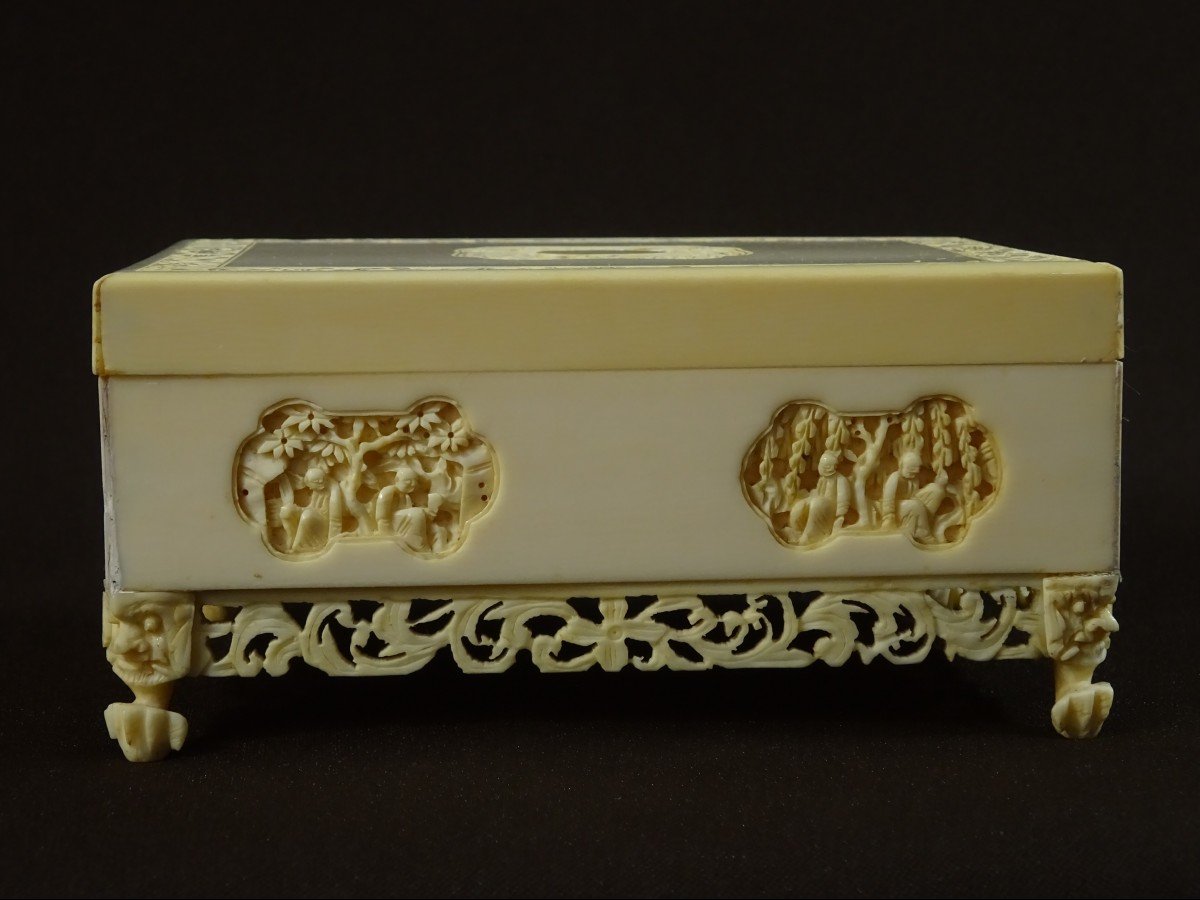 China, Canton Province, XIXth Century, Finely Carved Ivory Jewelry Box Or Jewelry Box-photo-4