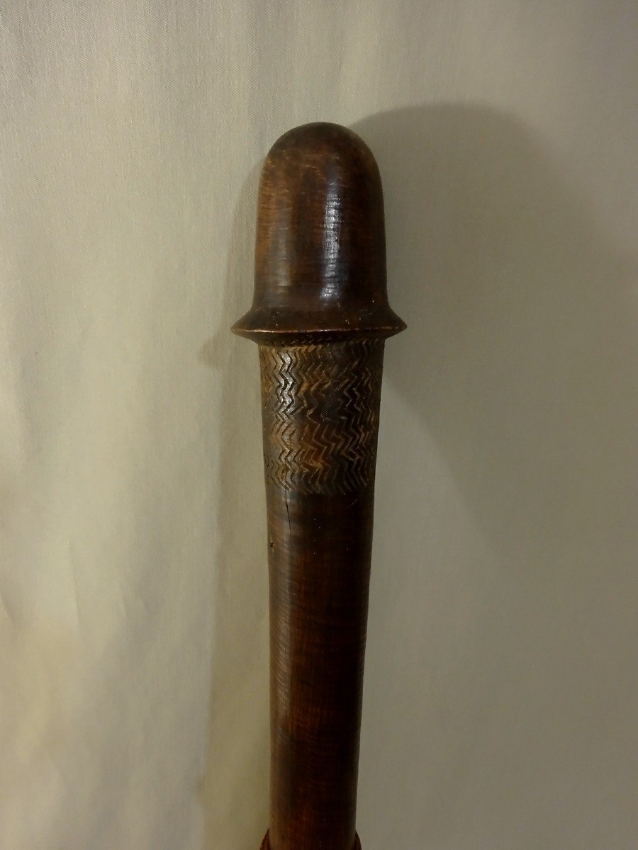 Casse T&ecirc;te Kanak Ancien, Nouvelle Cal&eacute;donie, M&eacute;lan&eacute;sie, Bois Dur Sculpt&eacute;, La Massue En Forme De Phallus ou Cloche-photo-3