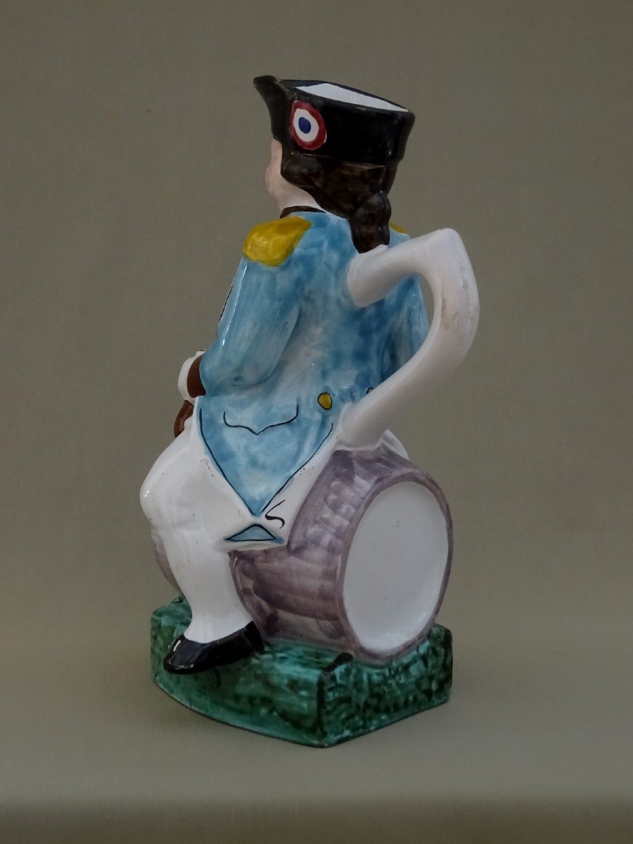 Northern Earthenware, Late 18th Century, Jacquot Jug, A Man On Horseback On A Barrel, Wearing A Bicorne With Revolutionary Cockade-photo-2