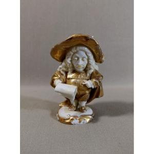 Grotesque Dwarf Personage Porcelain Figurine, 19th Century, Possibly After The Prints Of Jacques Callot