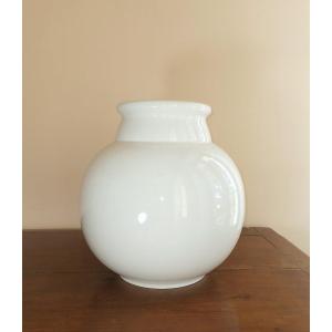 Manufacture De Sèvres, Félix Aubert N°18, Art Deco Vase 1920 With Cracked Ivory White Glaze 