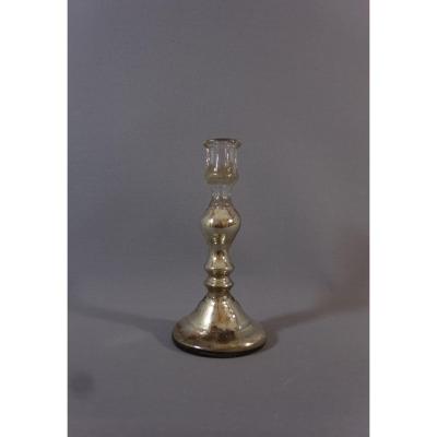Bougeoir Or Kandlestick Vintage,  XIXth South Glass Eglomized Or Mercury