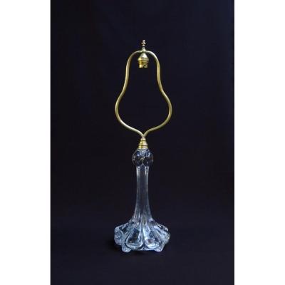 Cristal de Baccarat, Lampe Aux Tulipes de Belles Dimensions, Vers 1950-60, Signée Baccarat Déposé