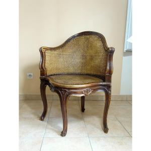Office Armchair Or Said Of Cabinet Of Louis XV Period With Cane Fund, The Fabric Cover