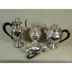 Empire Style Tea & Coffee Service Decorated With Palmettes And Sockets Figuring Swans In The Round