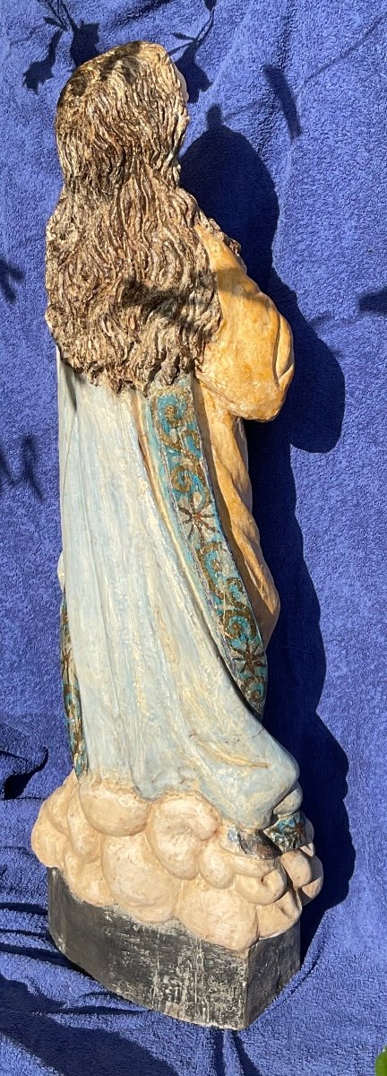 "the Apocalyptic Blessed Virgin" In Carved Wood, Spain Or Portugal, Nineteenth-photo-3