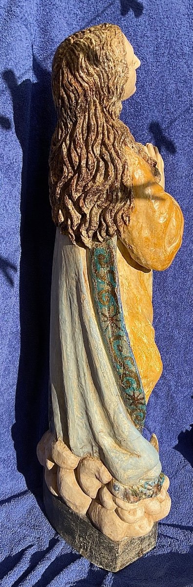 "the Apocalyptic Blessed Virgin" In Carved Wood, Spain Or Portugal, Nineteenth-photo-5