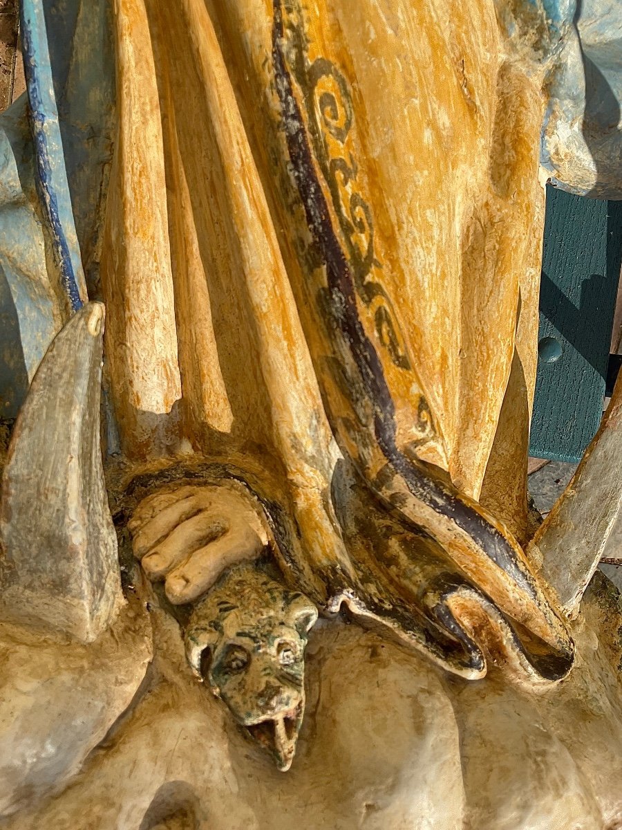 « la Sainte Vierge Apocalyptique” En Bois Sculpté, Espagne Ou Portugal , XIXe-photo-4