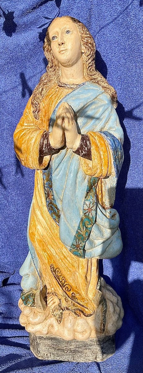 "the Apocalyptic Blessed Virgin" In Carved Wood, Spain Or Portugal, Nineteenth