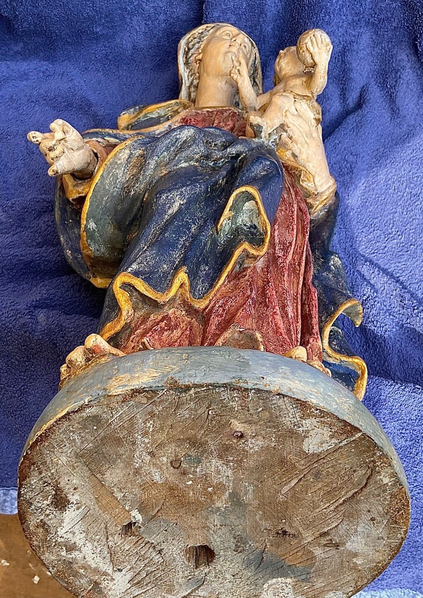 Virgin And Child, Polychromed Carved Wood, South Germany, 18th Century-photo-5