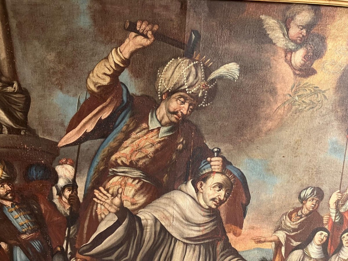 Tableau ( Huile Sur Toile ):le Martyr De Saint Bernard Et Ses Sœurs Marie Et Grâce , Fin XVIIe-photo-2