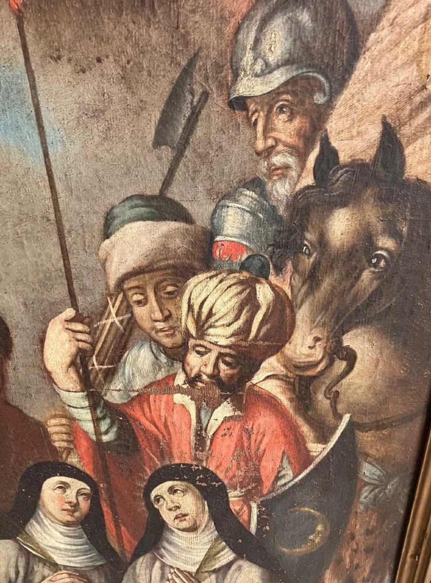 Tableau ( Huile Sur Toile ):le Martyr De Saint Bernard Et Ses Sœurs Marie Et Grâce , Fin XVIIe-photo-3