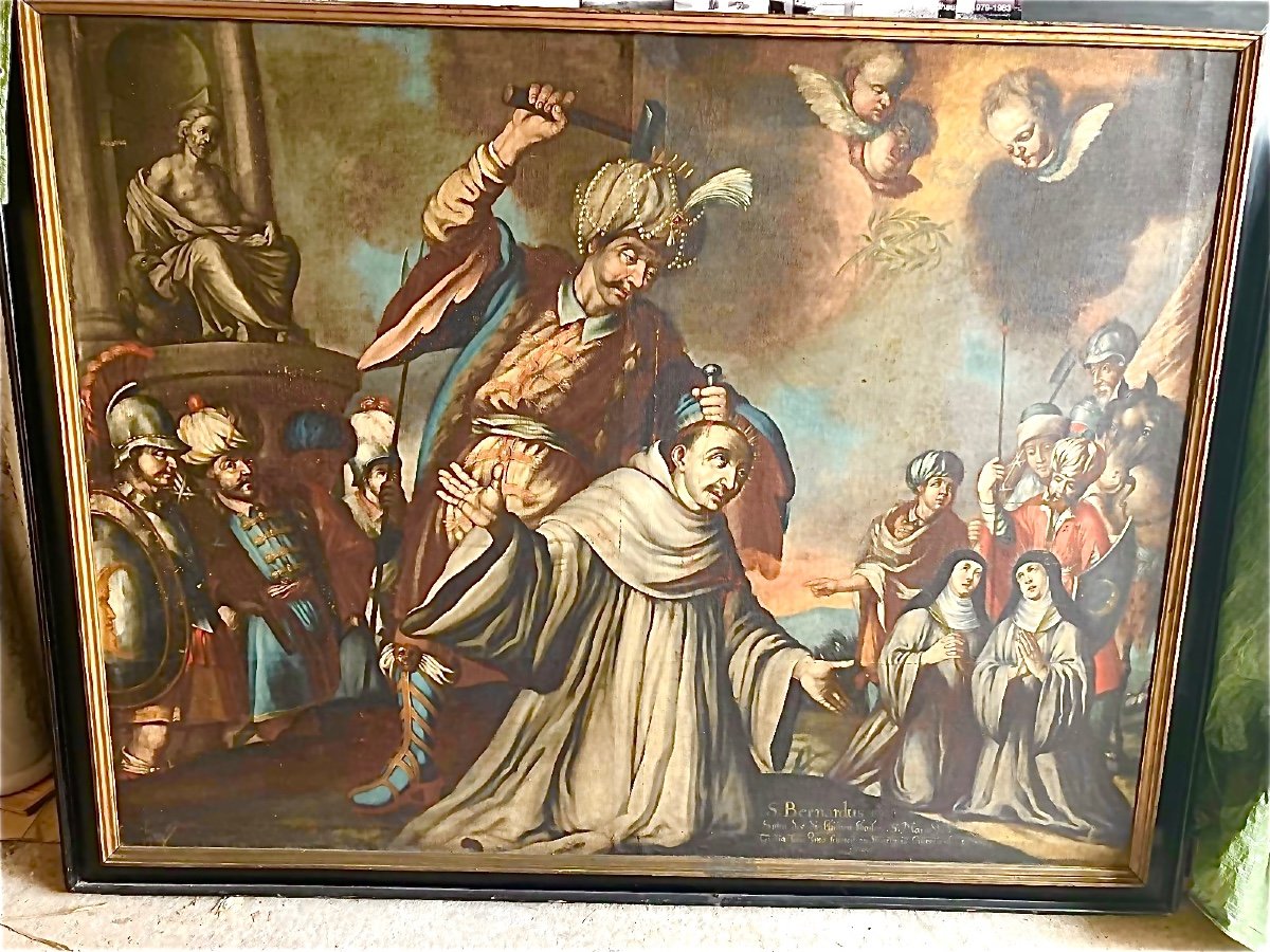 Tableau ( Huile Sur Toile ):le Martyr De Saint Bernard Et Ses Sœurs Marie Et Grâce , Fin XVIIe