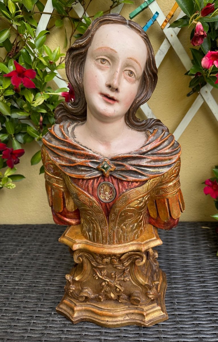 Buste - Reliquaire De La Sainte Marie Madeleine En Bois Sculpté, Allemagne De Sud,xviiie