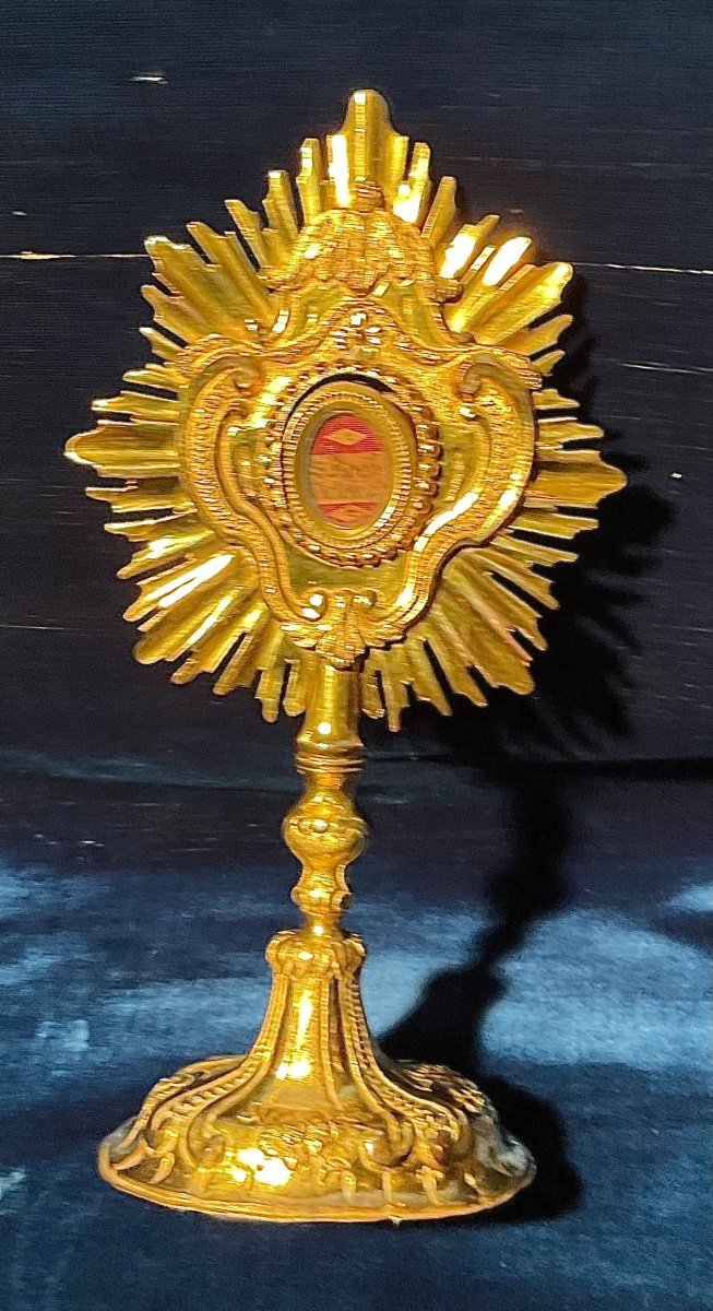 Monstrance - Reliquary "s. Roch", Gilded Copper With Authentic, Tyrol 18th Century 